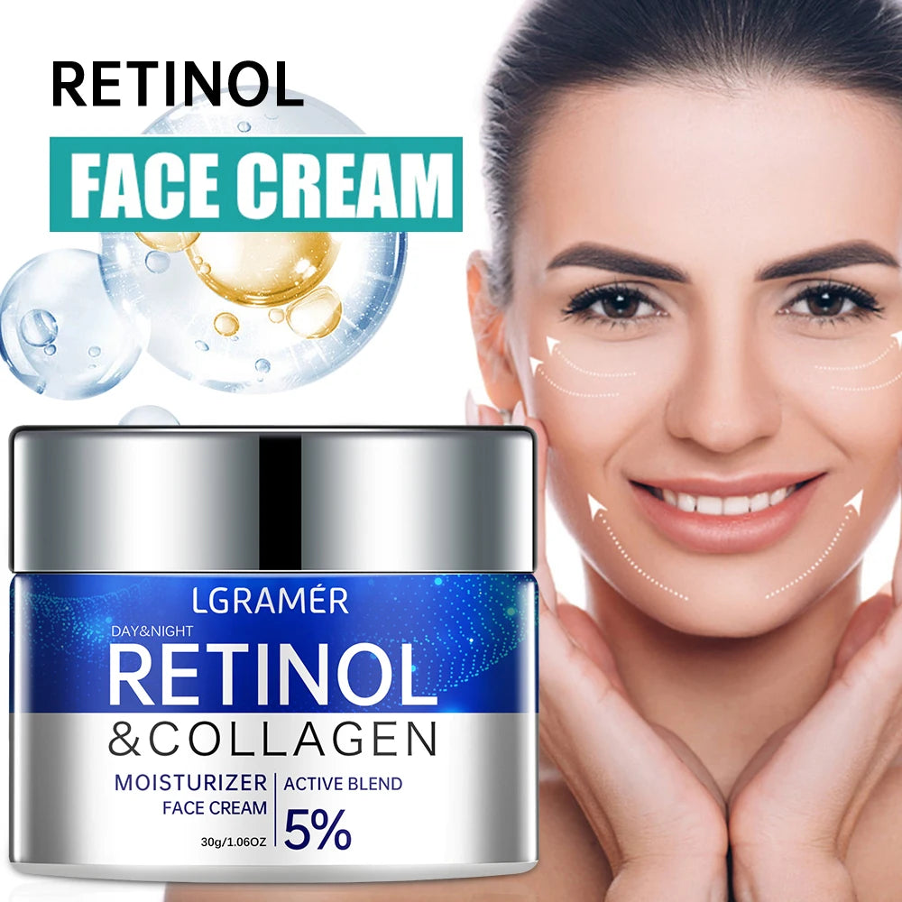 LGRAMER Retinol Cream Collagen, Moisturizing, Fast Absorption, Fresh Smell, Moisturizing Skin, Reduce Fine Lines